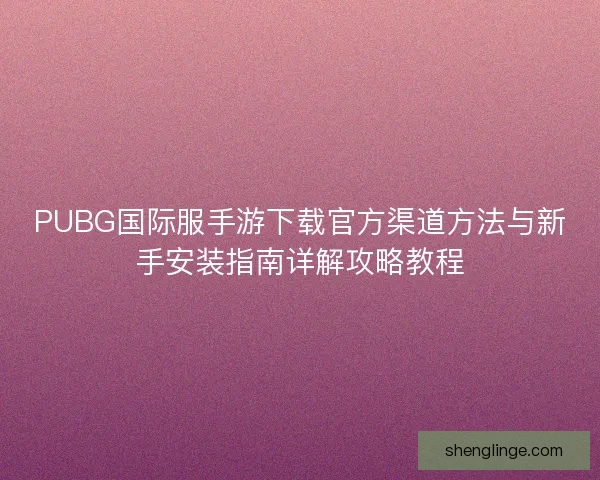 PUBG国际服手游下载官方渠道方法与新手安装指南详解攻略教程